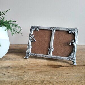 Vintage Peltrina 81 7352 pewter ornate Art Nouveau style double picture frame.